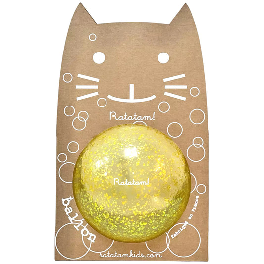 Ratatam! Bubble, Seifenblase, Ball Glitzer Gelb medium 15cm, Katze, BB15-P040