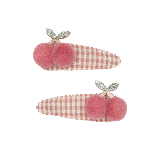 Mimi & Lula Gingham Cherry Haarclips, 2er Pack mit Pompom