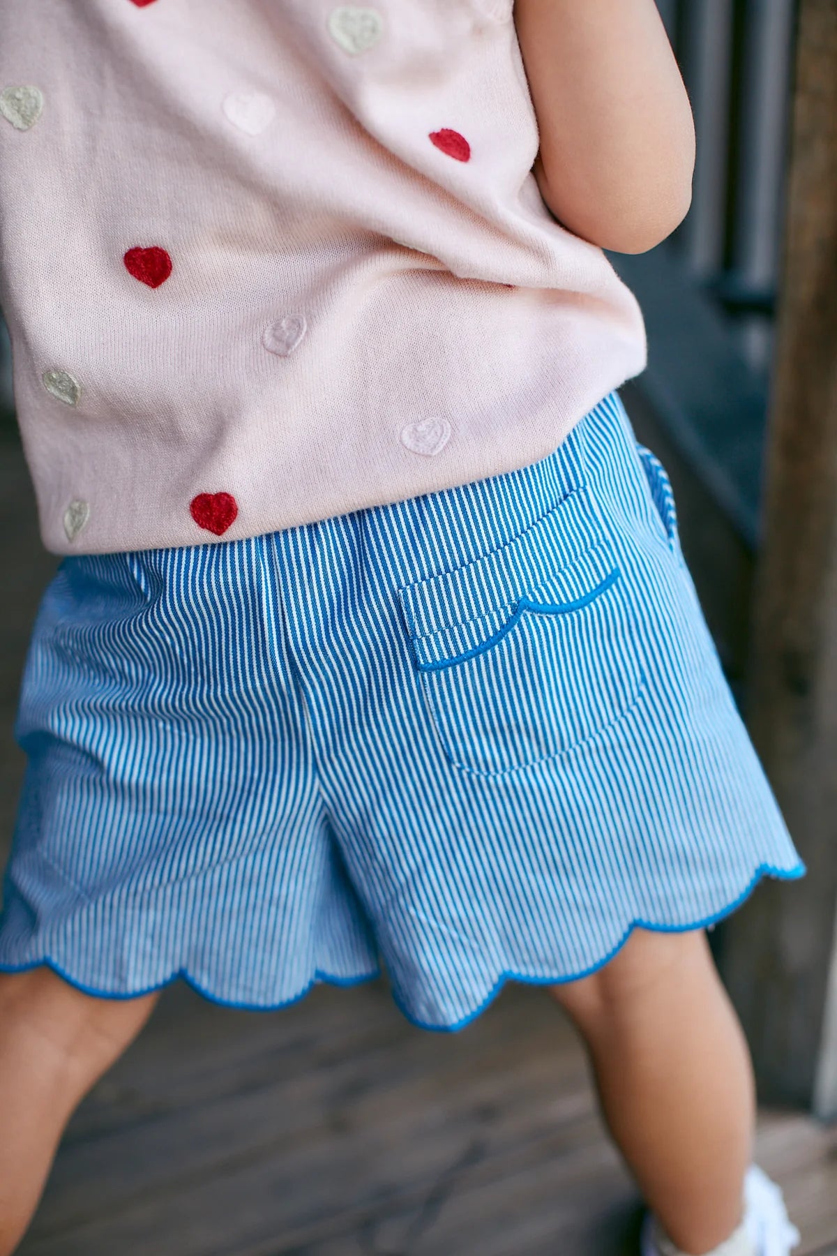 Copenhagen Colors Twill Shorts W.Deco Sharp Blue Stripe, blau gestreift