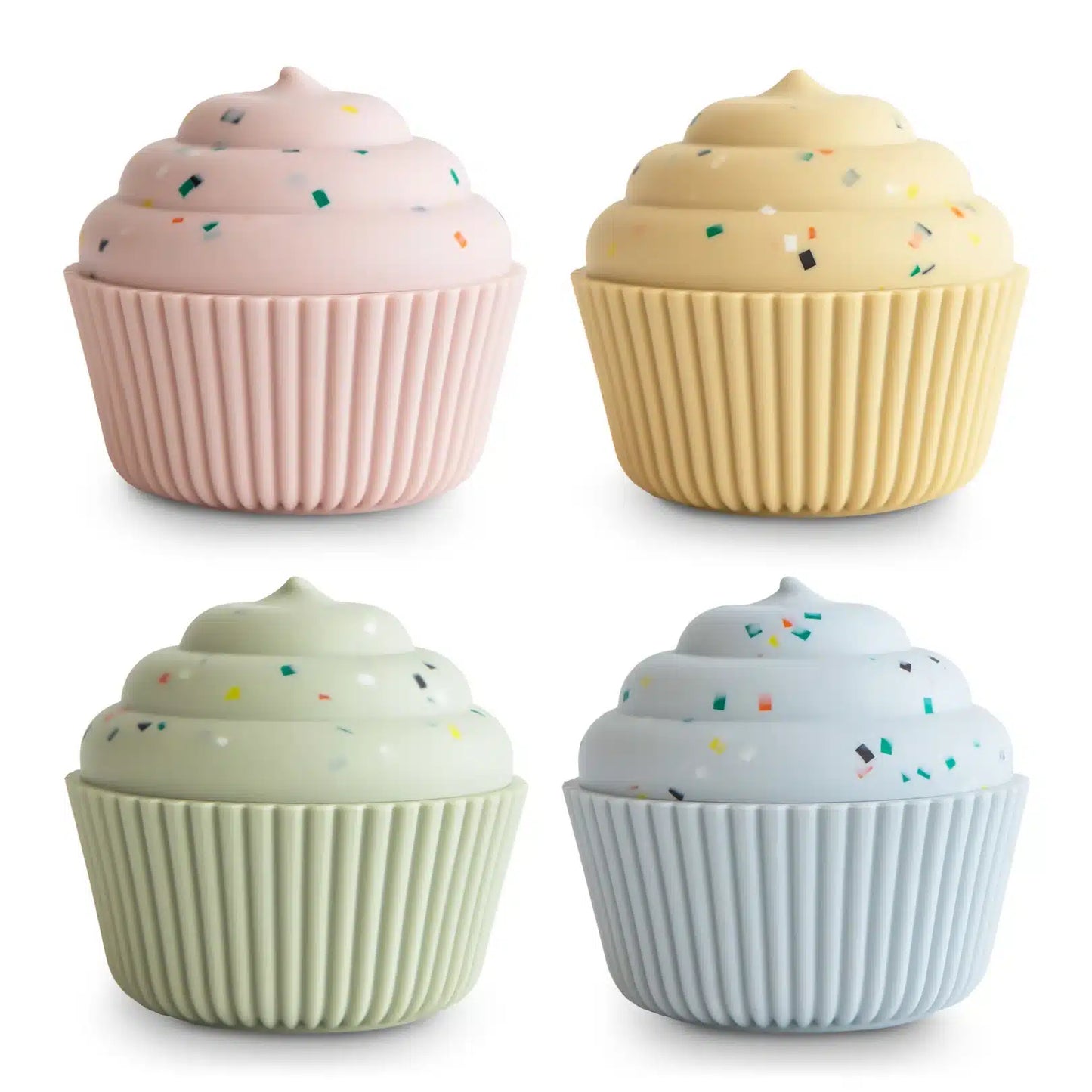 Mushie Badespielzeug, Mix and Match Cupcake Toy 4er Pack