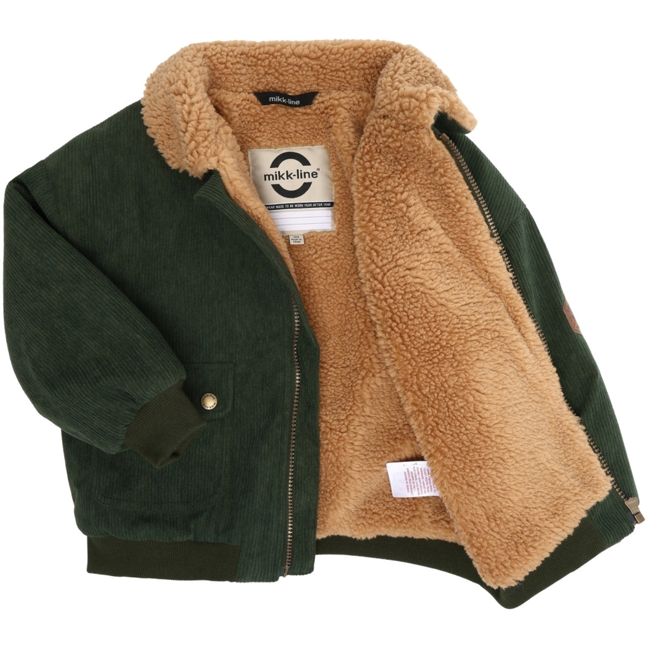 Mikk-Line Corduroy Jacket w Teddy, Cordjacke mit Kragen duffel bag, green