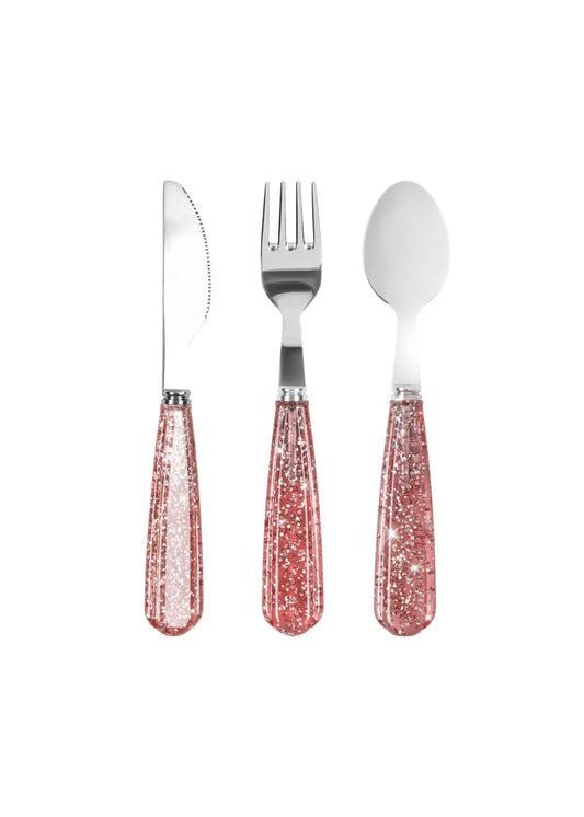 Konges Slojd Glitter Cutlery, Besteckset mit Glitzer rosa