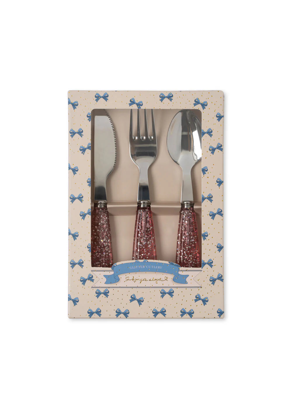 Konges Slojd Glitter Cutlery, Besteckset mit Glitzer rosa