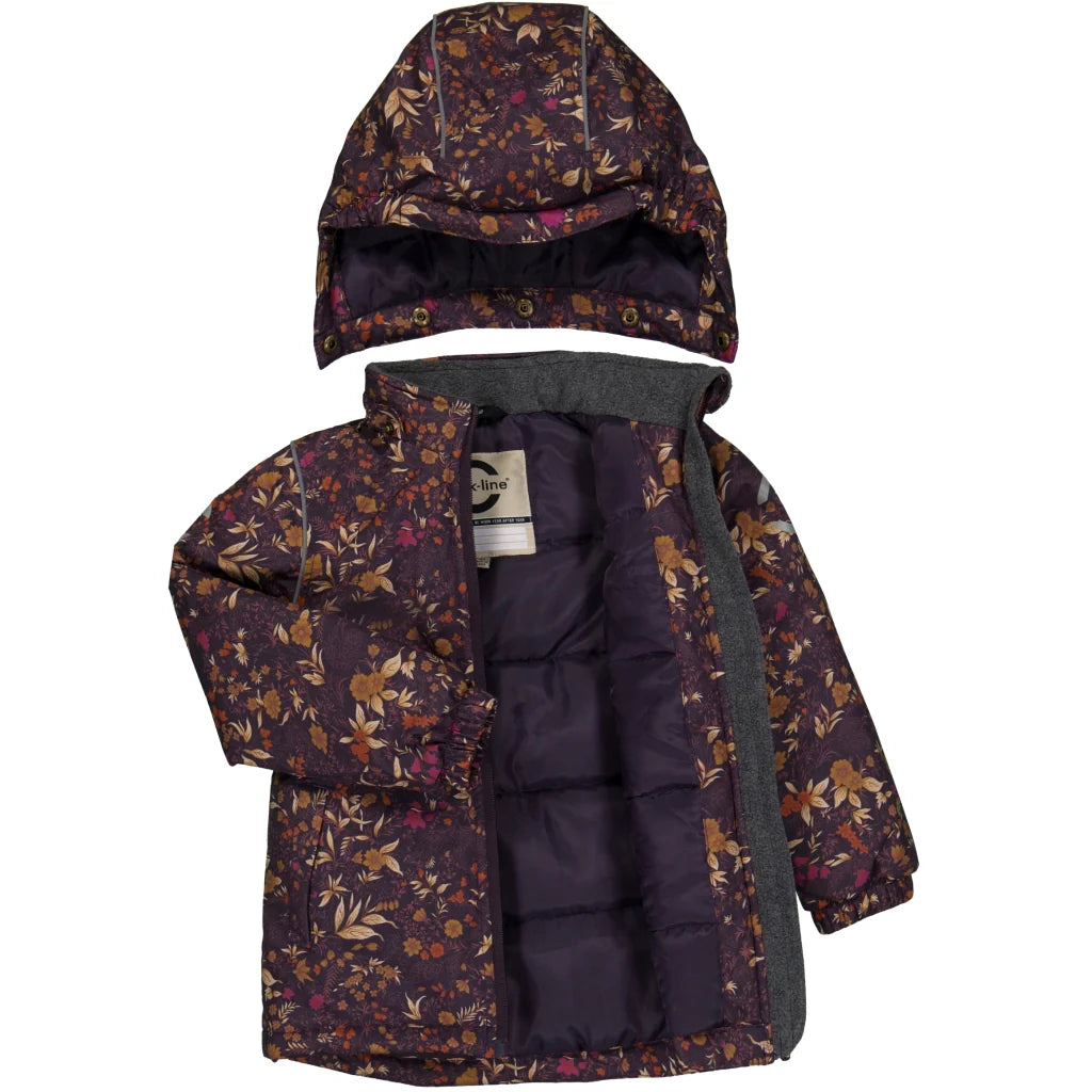 Mikk-Line Winterjacke Nightshade lila braun mit Blumen, 16231