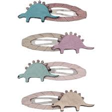 Mimi & Lula Dino Stegosaurus Clic Clacs Haarspangen, 4er Pack, blau lila grün gelb