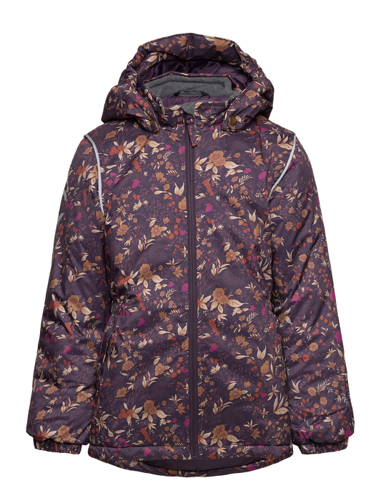 Mikk-Line Winterjacke Nightshade lila braun mit Blumen, 16231